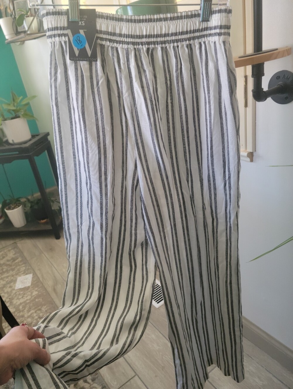 Worthington White Striped Wide-Leg Women's Pants